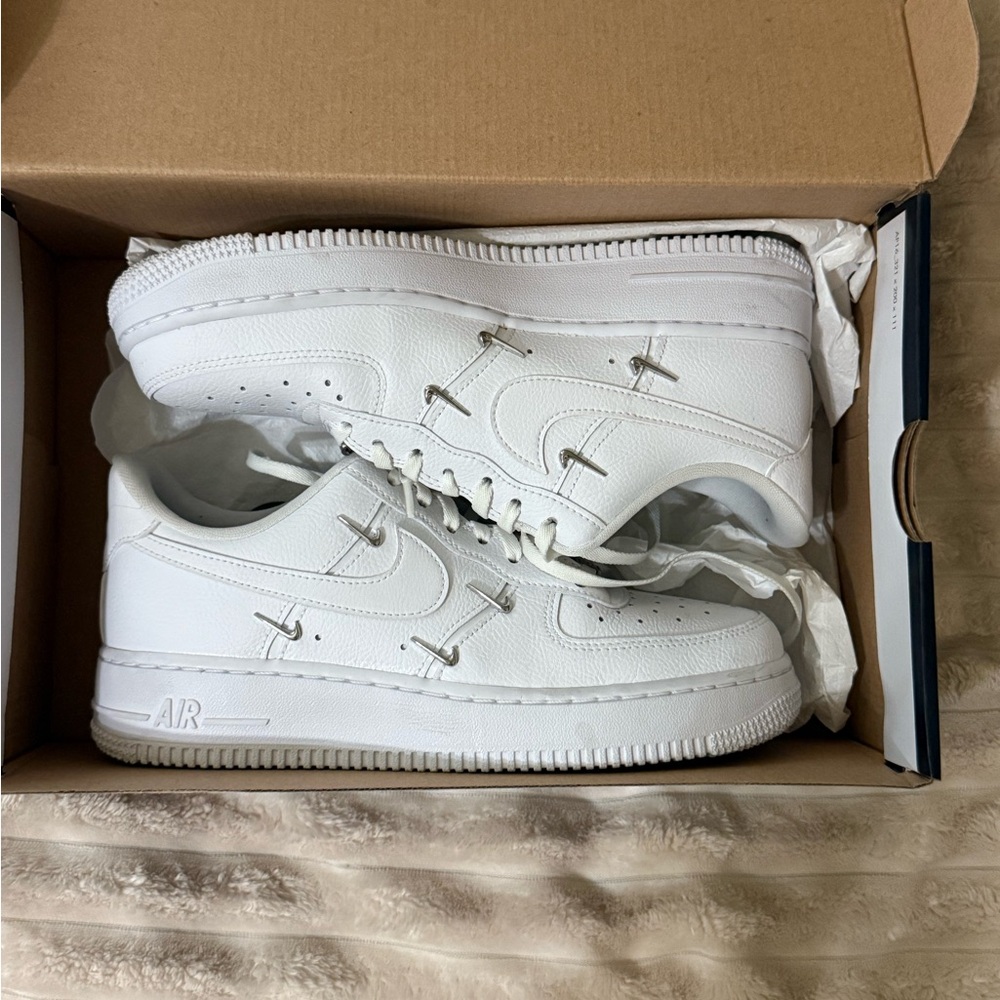White and Blue Womans AF1 Unique  Sneakers